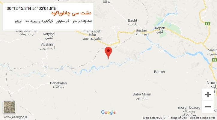 روستای دشت سی چانلوپاکوه بر روی نقشه