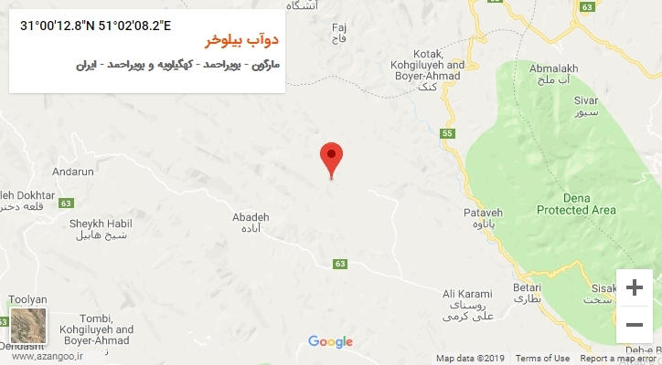 روستای دوآب بیلوخر بر روی نقشه