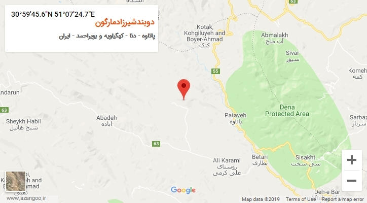 روستای دوبندشیرزادمارگون بر روی نقشه