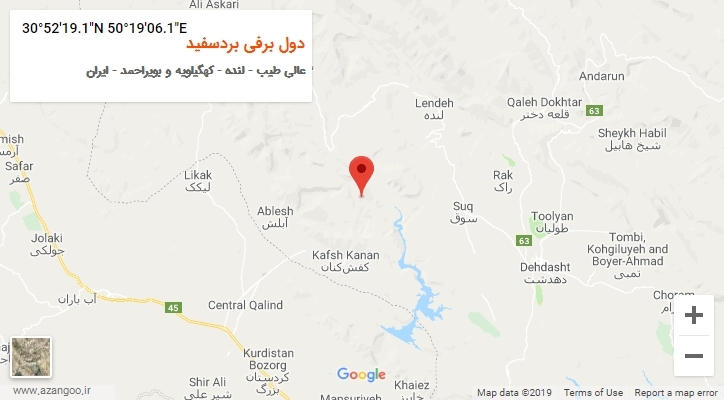 روستای دول برفی بردسفید بر روی نقشه