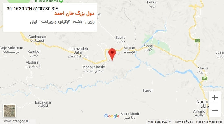 روستای دول بزرگ خان احمد بر روی نقشه