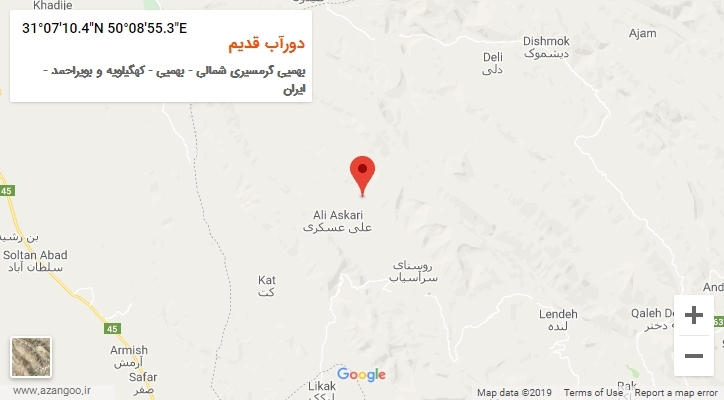 روستای دورآب قدیم بر روی نقشه