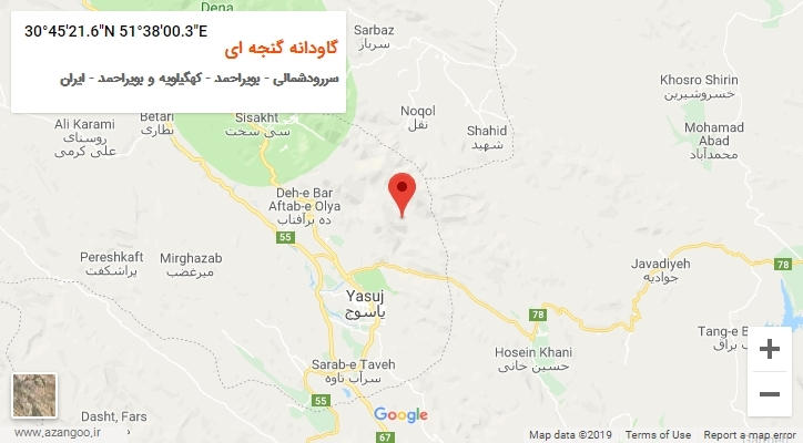 روستای گاودانه گنجه ای بر روی نقشه