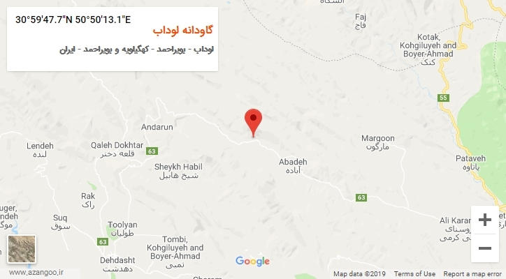 روستای گاودانه لوداب بر روی نقشه