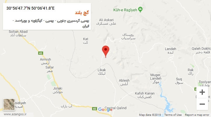 روستای گچ بلند بر روی نقشه