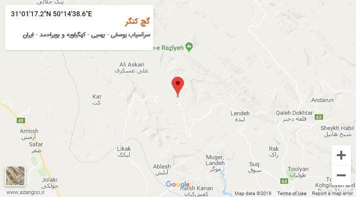 روستای گچ کنگر بر روی نقشه