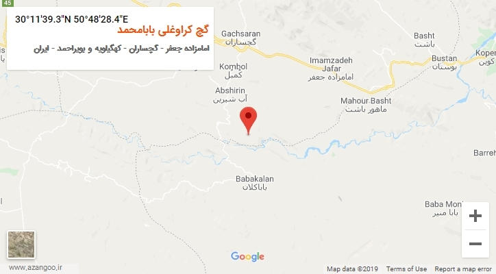 روستای گچ کراوغلی بابامحمد بر روی نقشه