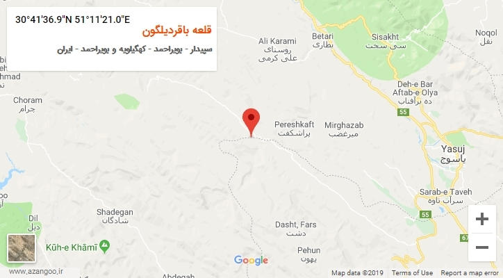 روستای قلعه باقردیلگون بر روی نقشه