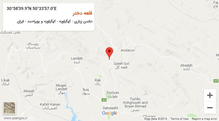 روستای قلعه دختر بر روی نقشه