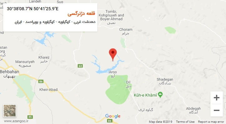 روستای قلعه دژنرگسی بر روی نقشه