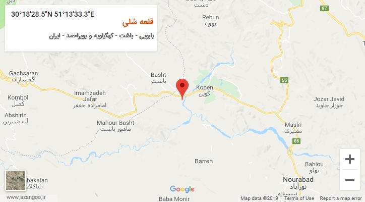 روستای قلعه شلی بر روی نقشه