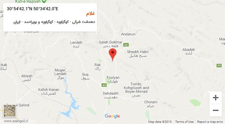 روستای غلام بر روی نقشه