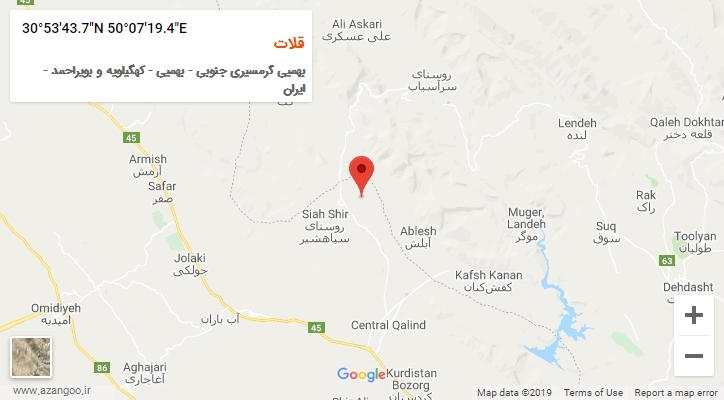 روستای قلات بر روی نقشه