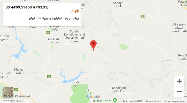 روستای قلات بر روی نقشه