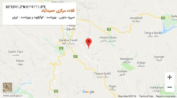 روستای قلات مرکزی حمیدآباد بر روی نقشه