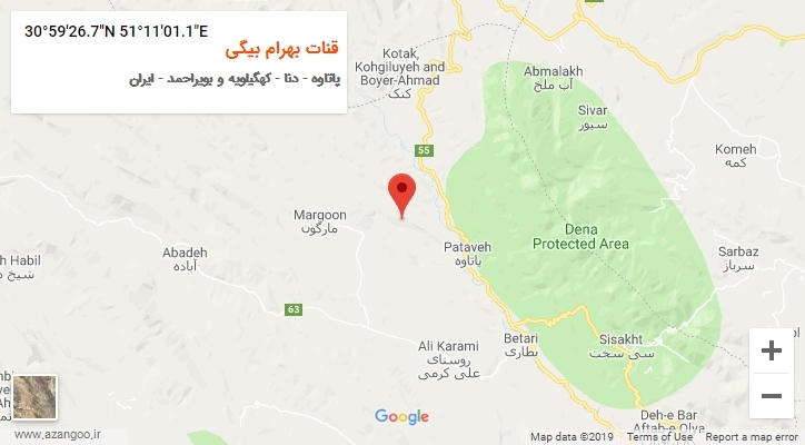 روستای قنات بهرام بیگی بر روی نقشه
