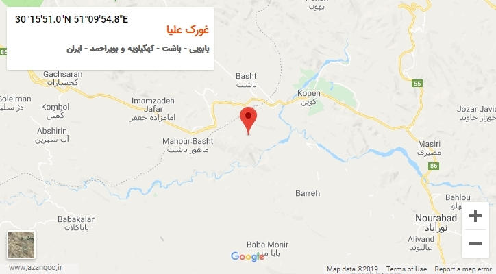 روستای غورک علیا بر روی نقشه