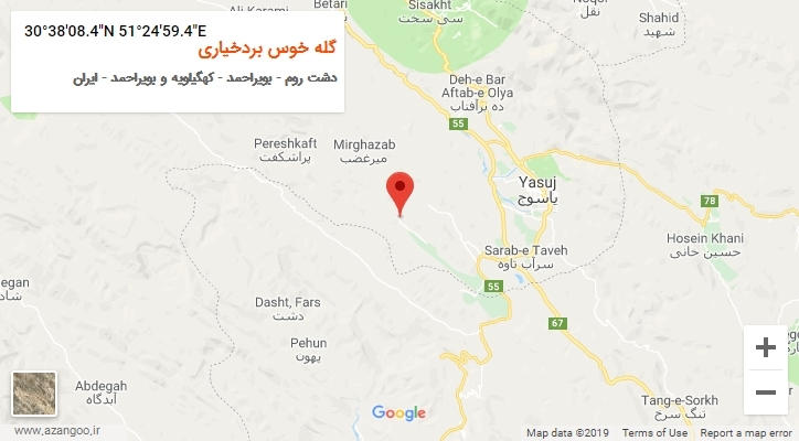 روستای گله خوس بردخیاری بر روی نقشه