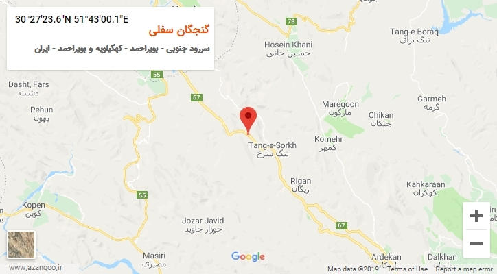 روستای گنجگان سفلی بر روی نقشه