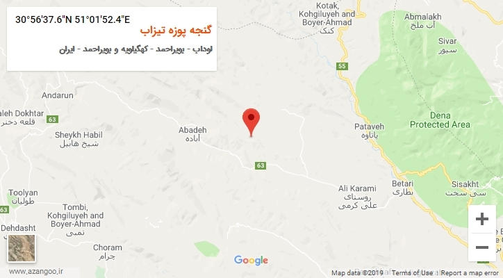 روستای گنجه پوزه تیزاب بر روی نقشه