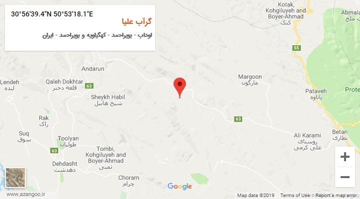 روستای گرآب علیا بر روی نقشه