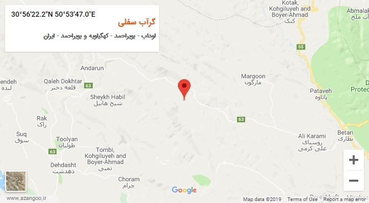 روستای گرآب سفلی بر روی نقشه