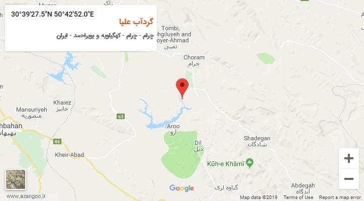 روستای گردآب علیا بر روی نقشه