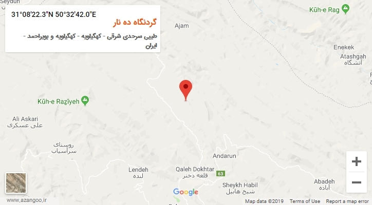 روستای گردنگاه ده نار بر روی نقشه