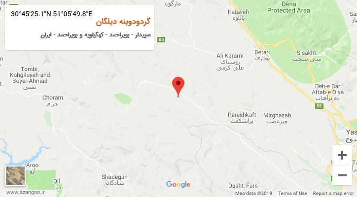 روستای گردودوبنه دیلگان بر روی نقشه