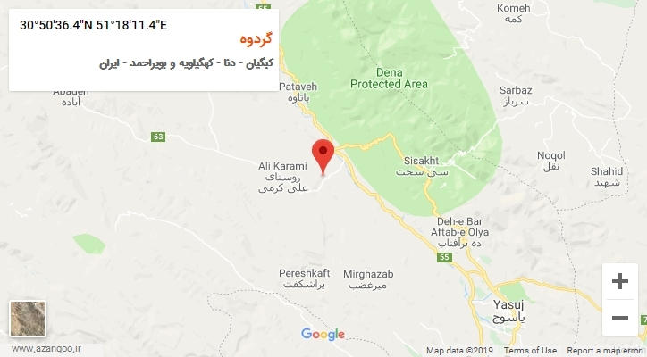 روستای گردوه بر روی نقشه