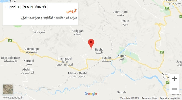 روستای گروس بر روی نقشه