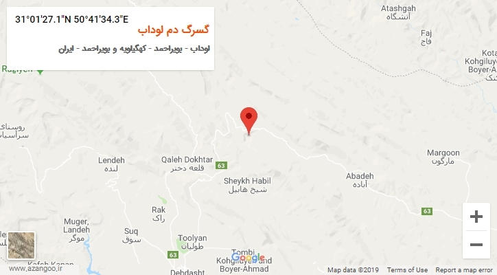 روستای گسرگ دم لوداب بر روی نقشه