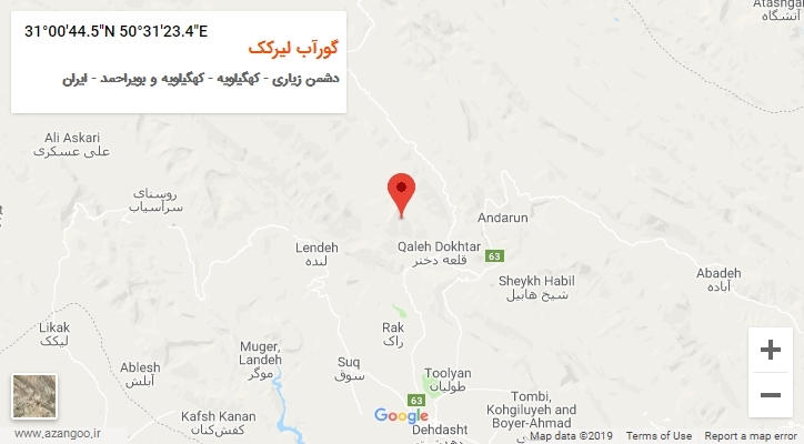 روستای گورآب لیرکک بر روی نقشه