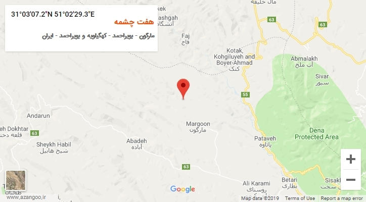 روستای هفت چشمه بر روی نقشه