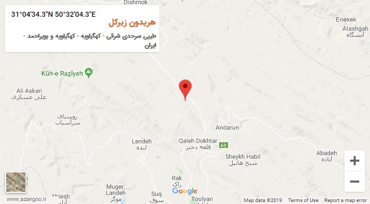 روستای هریدون زیرکل بر روی نقشه