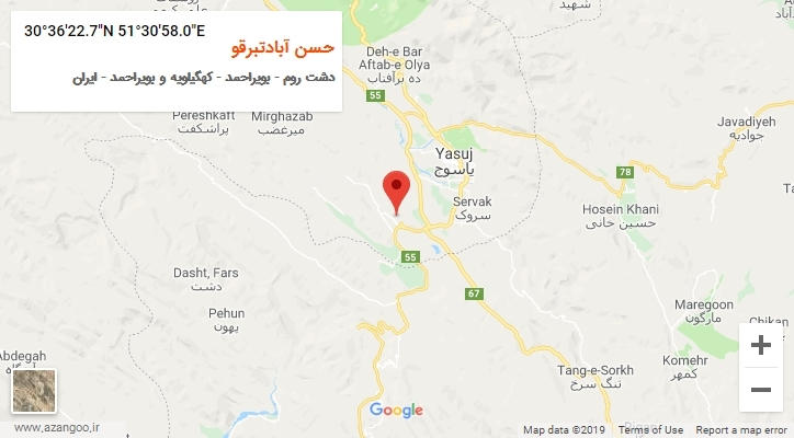 روستای حسن آبادتبرقو بر روی نقشه