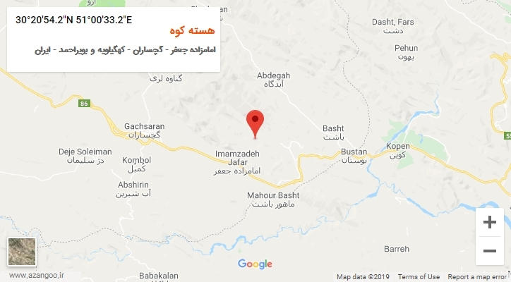 روستای هسته کوه بر روی نقشه