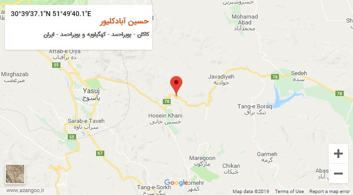 روستای حسین آبادکلیور بر روی نقشه