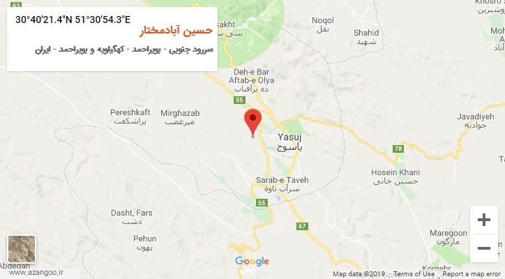 روستای حسین آبادمختار بر روی نقشه