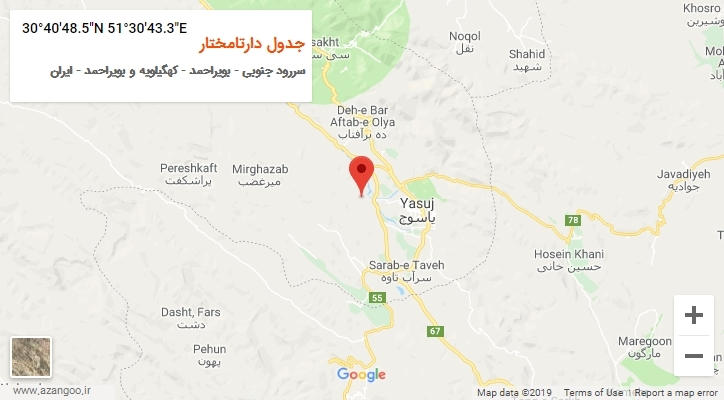 روستای جدول دارتامختار بر روی نقشه