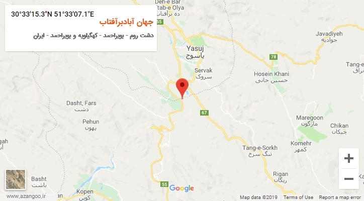روستای جهان آبادبرآفتاب بر روی نقشه