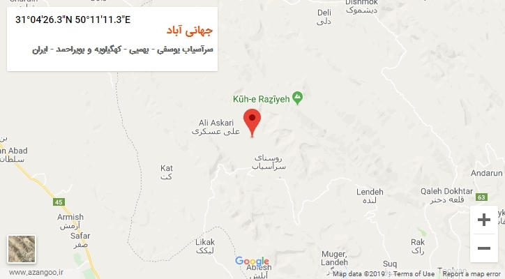 روستای جهانی آباد بر روی نقشه