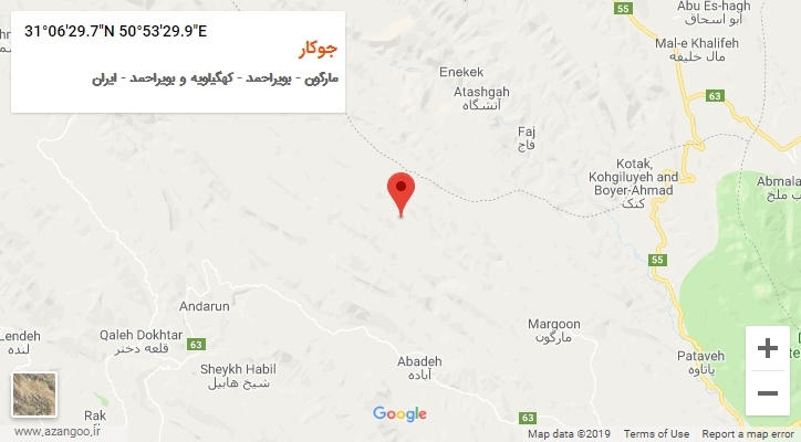 روستای جوکار بر روی نقشه