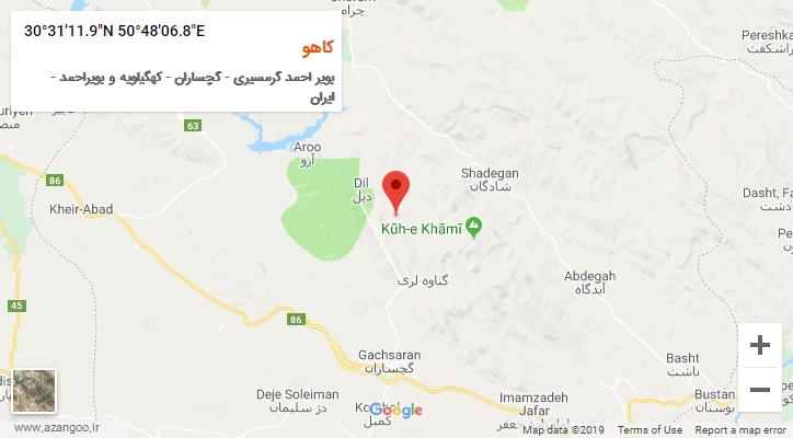 روستای کاهو بر روی نقشه