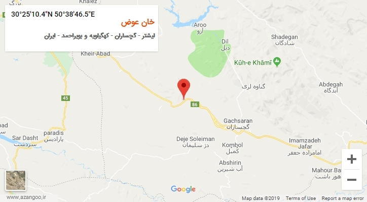 روستای خان عوض بر روی نقشه