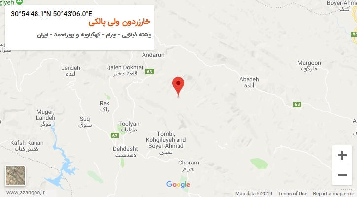 روستای خارزردون ولی پالکی بر روی نقشه