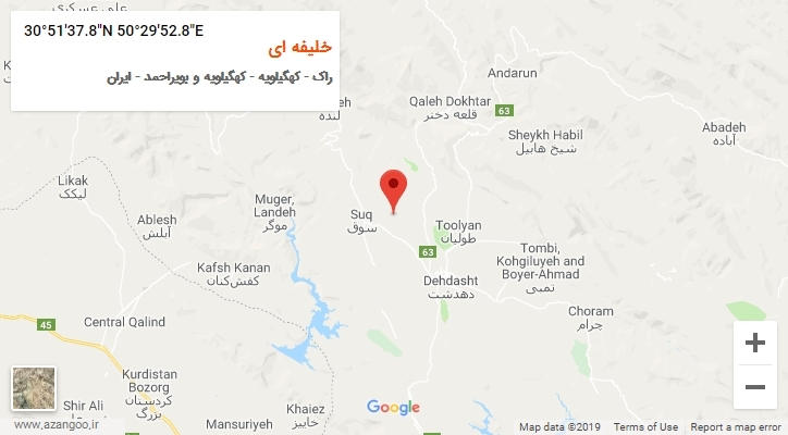 روستای خلیفه ای بر روی نقشه