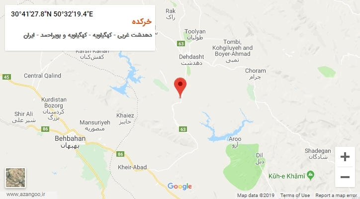روستای خرکده بر روی نقشه