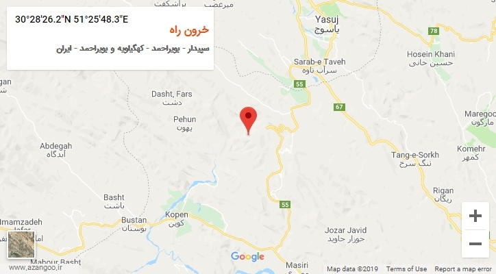 روستای خرون راه بر روی نقشه