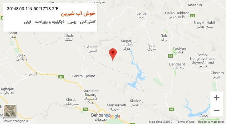 روستای خوش آب شیرین بر روی نقشه